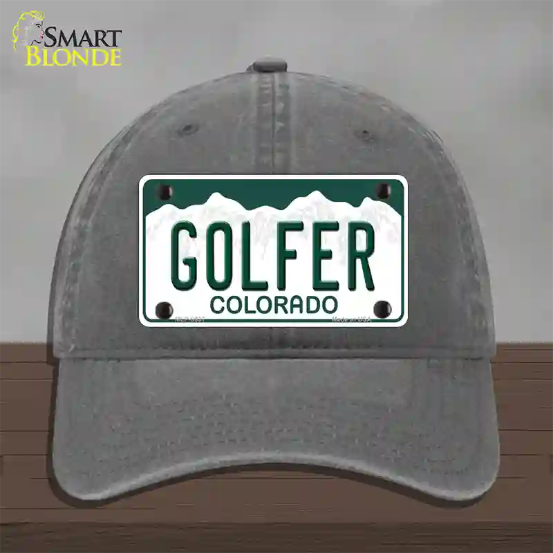 Golfer Colorado Novelty License Plate Hat Unconstructed Cotton / Charcoal