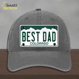 Best Dad Colorado Novelty License Plate Hat Unconstructed Cotton / Charcoal