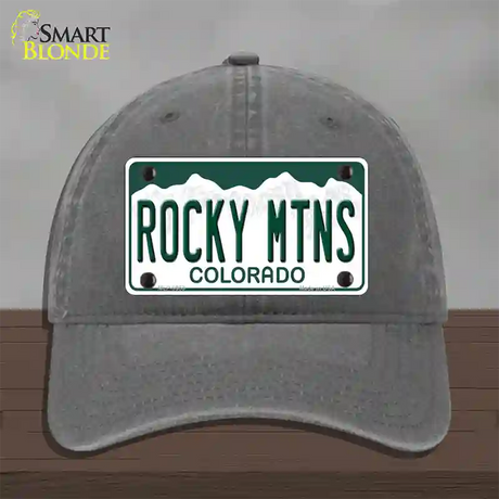 Rocky Mountains Colorado Novelty License Plate Hat Unconstructed Cotton / Charcoal