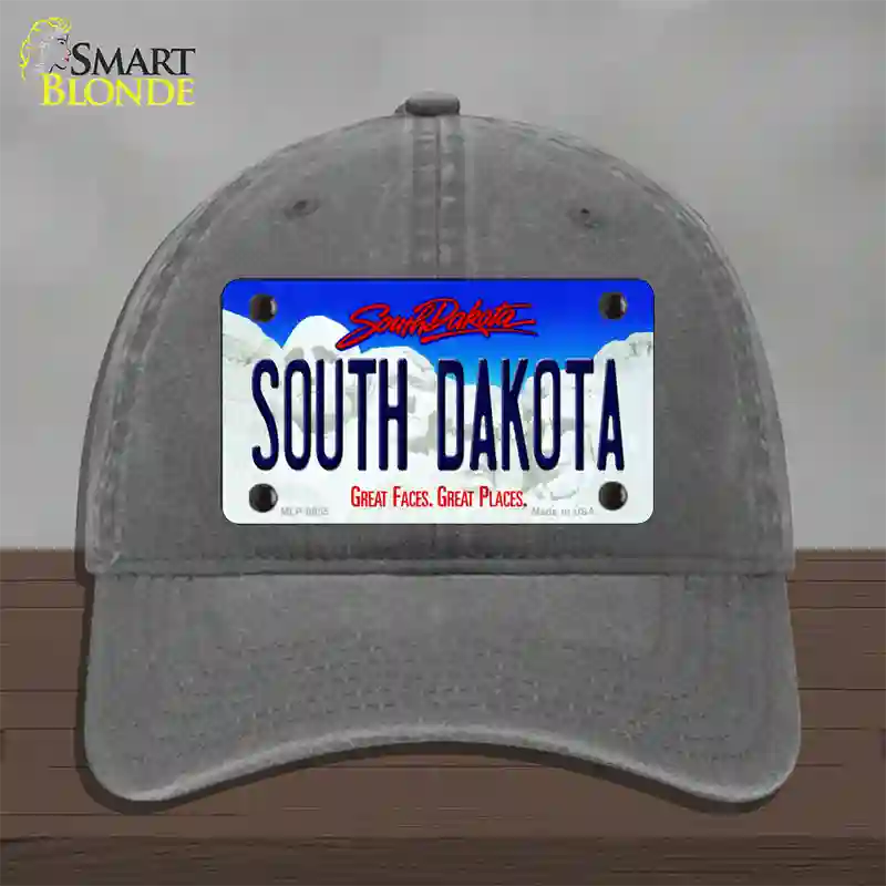 South Dakota Rushmore Novelty License Plate Hat Unconstructed Cotton / Charcoal