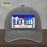 Black Hills South Dakota Novelty License Plate Hat Unconstructed Cotton / Charcoal