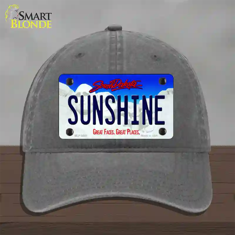 Sunshine South Dakota Novelty License Plate Hat Unconstructed Cotton / Charcoal