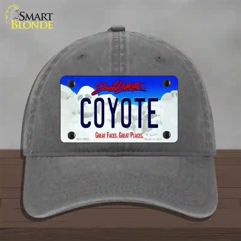 Coyote South Dakota Novelty License Plate Hat Unconstructed Cotton / Charcoal