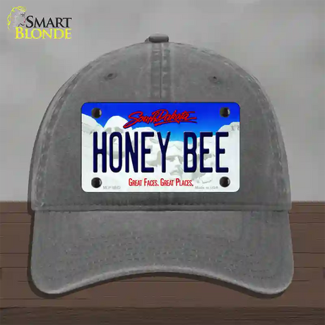 Honey Bee South Dakota Novelty License Plate Hat Unconstructed Cotton / Charcoal