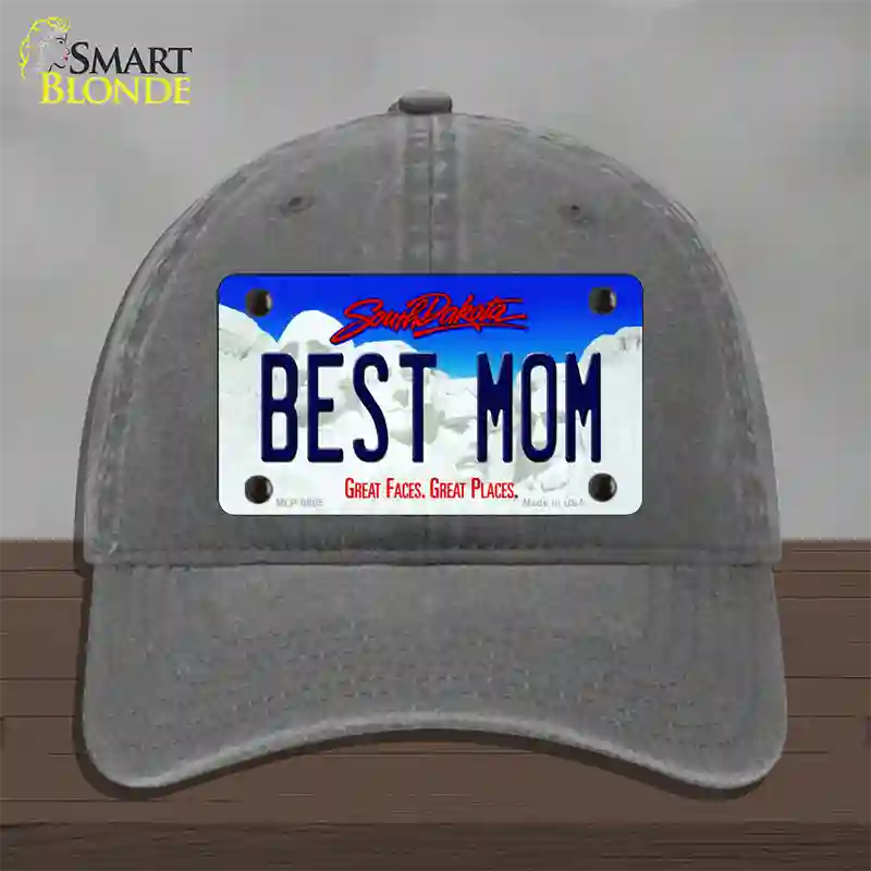 Best Mom South Dakota Novelty License Plate Hat Unconstructed Cotton / Charcoal