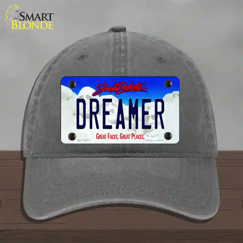 Dreamer South Dakota Novelty License Plate Hat Unconstructed Cotton / Charcoal