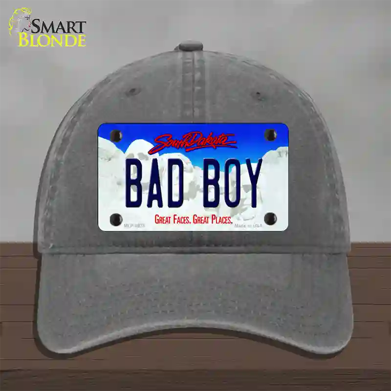 Bad Boy South Dakota Novelty License Plate Hat Unconstructed Cotton / Charcoal