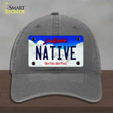 Native South Dakota Novelty License Plate Hat Unconstructed Cotton / Charcoal