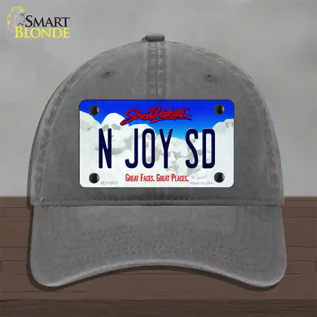 N Joy SD South Dakota Novelty License Plate Hat Unconstructed Cotton / Charcoal