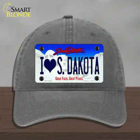 I Love South Dakota Novelty License Plate Hat Unconstructed Cotton / Charcoal