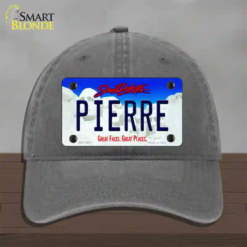 Pierre South Dakota Novelty License Plate Hat Unconstructed Cotton / Charcoal