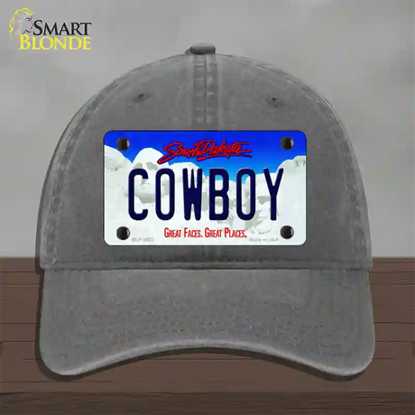 Cowboy South Dakota Novelty License Plate Hat Unconstructed Cotton / Charcoal