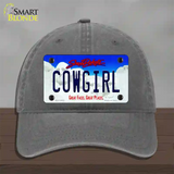 Cowgirl South Dakota Novelty License Plate Hat Unconstructed Cotton / Charcoal