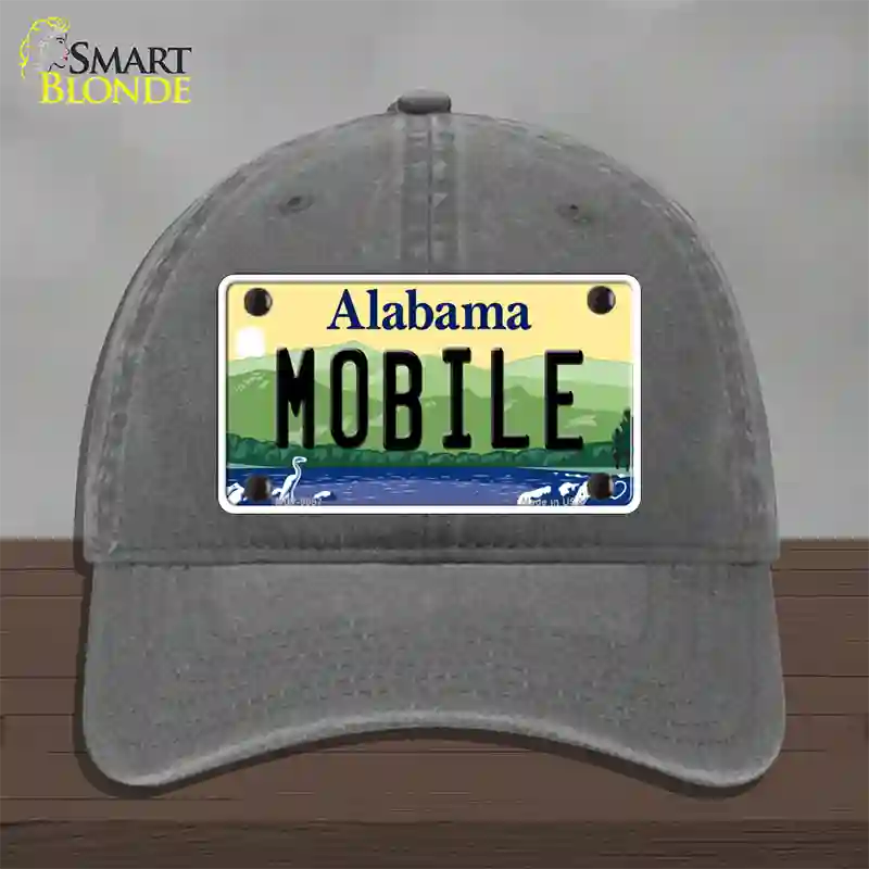 Mobile Alabama Novelty License Plate Hat Unconstructed Cotton / Charcoal