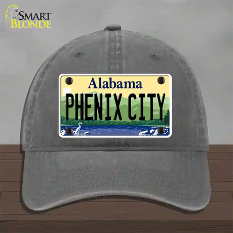 Phenix City Alabama Novelty License Plate Hat Unconstructed Cotton / Charcoal