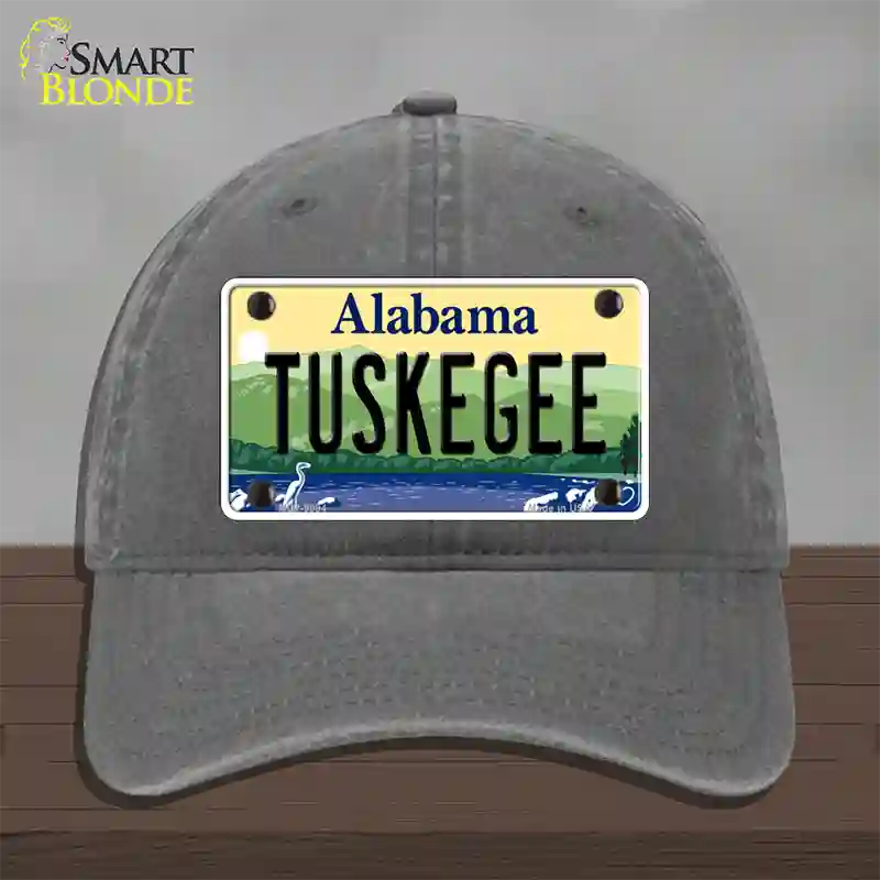 Tuskegee Alabama Novelty License Plate Hat Unconstructed Cotton / Charcoal