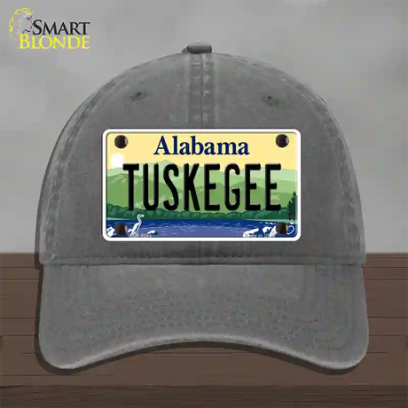 Tuskegee Alabama Novelty License Plate Hat Unconstructed Cotton / Charcoal