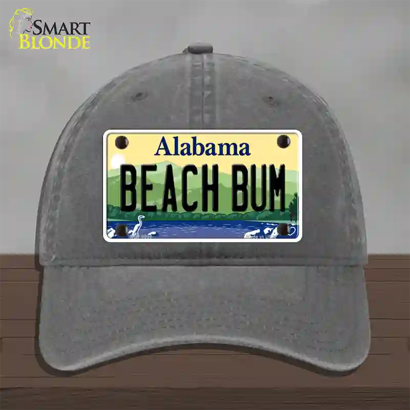 Beach Bum Alabama Novelty License Plate Hat Unconstructed Cotton / Charcoal