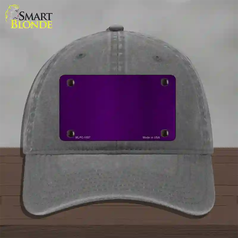 Purple Metallic Solid Novelty License Plate Hat Unconstructed Cotton / Charcoal