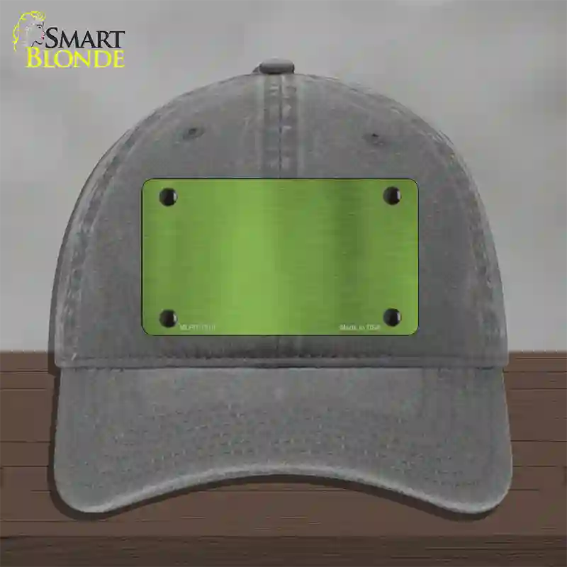 Lime Green Metallic Solid Novelty License Plate Hat Unconstructed Cotton / Charcoal