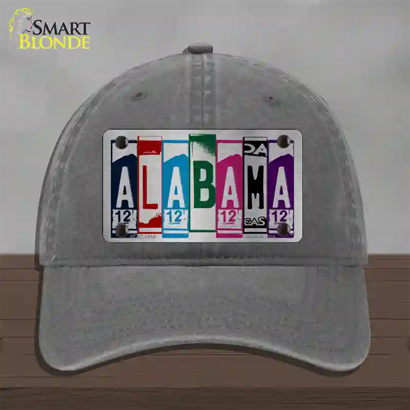 Alabama License Plate Art Novelty License Plate Hat Unconstructed Cotton / Charcoal