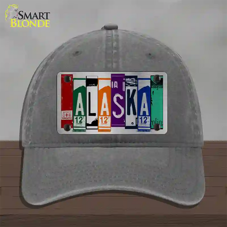 Alaska License Plate Art Novelty License Plate Hat Unconstructed Cotton / Charcoal