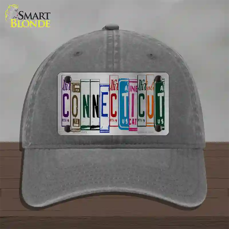 Connecticut License Plate Art Novelty License Plate Hat Unconstructed Cotton / Charcoal