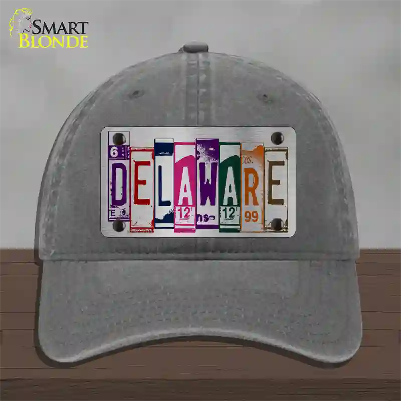 Delaware License Plate Art Novelty License Plate Hat Unconstructed Cotton / Charcoal