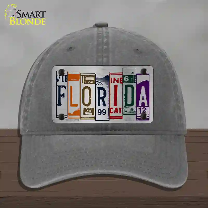 Florida License Plate Art Novelty License Plate Hat Unconstructed Cotton / Charcoal