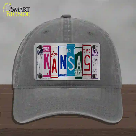 Kansas License Plate Art Novelty License Plate Hat Unconstructed Cotton / Charcoal