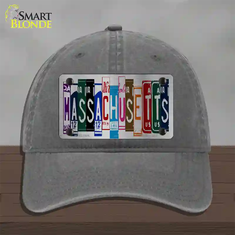 Massachusetts License Plate Art Novelty License Plate Hat Unconstructed Cotton / Charcoal