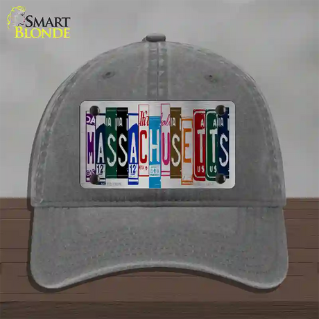 Massachusetts License Plate Art Novelty License Plate Hat Unconstructed Cotton / Charcoal