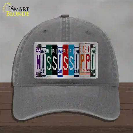 Mississippi License Plate Art Novelty License Plate Hat Unconstructed Cotton / Charcoal