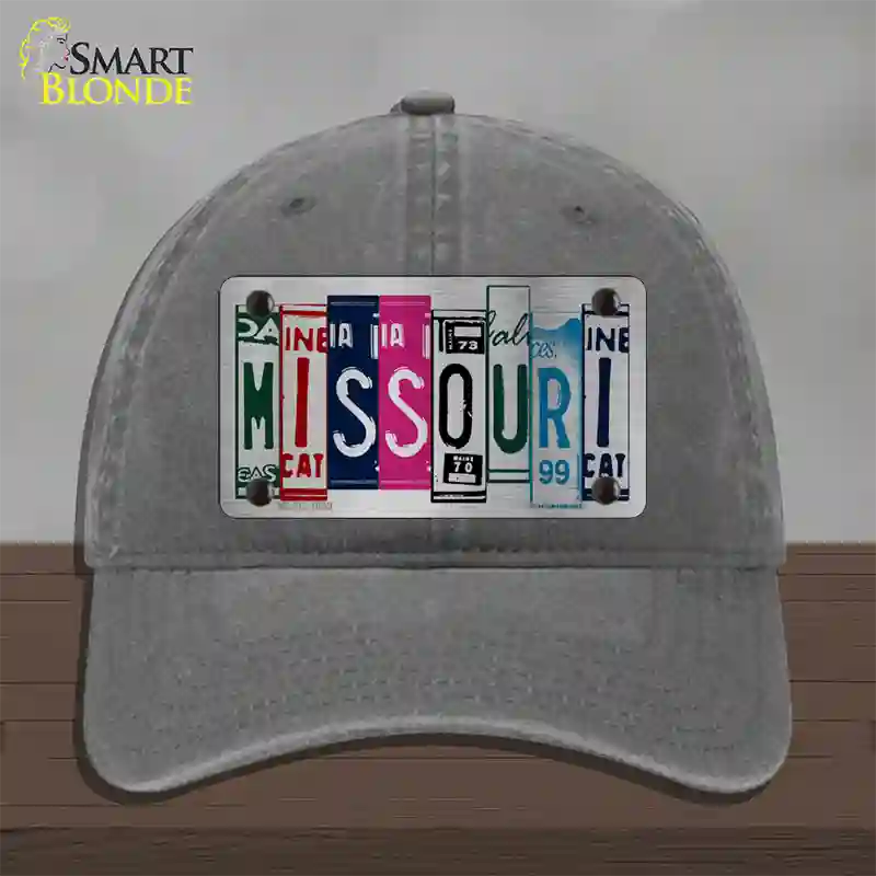 Missouri License Plate Art Novelty License Plate Hat Unconstructed Cotton / Charcoal