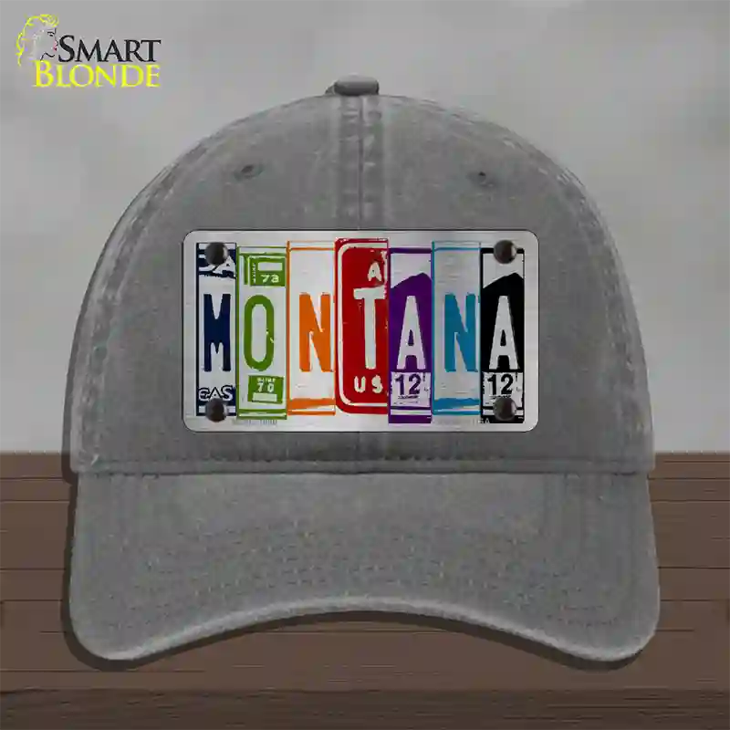 Montana License Plate Art Novelty License Plate Hat Unconstructed Cotton / Charcoal