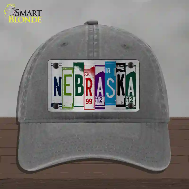 Nebraska License Plate Art Novelty License Plate Hat Unconstructed Cotton / Charcoal