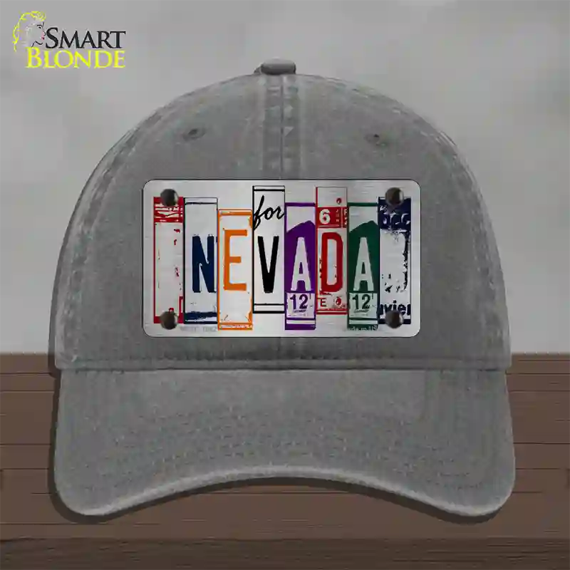 Nevada License Plate Art Novelty License Plate Hat Unconstructed Cotton / Charcoal