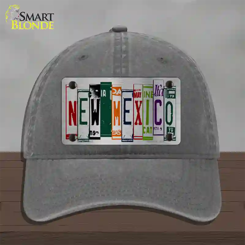 New Mexico License Plate Art Novelty License Plate Hat Unconstructed Cotton / Charcoal