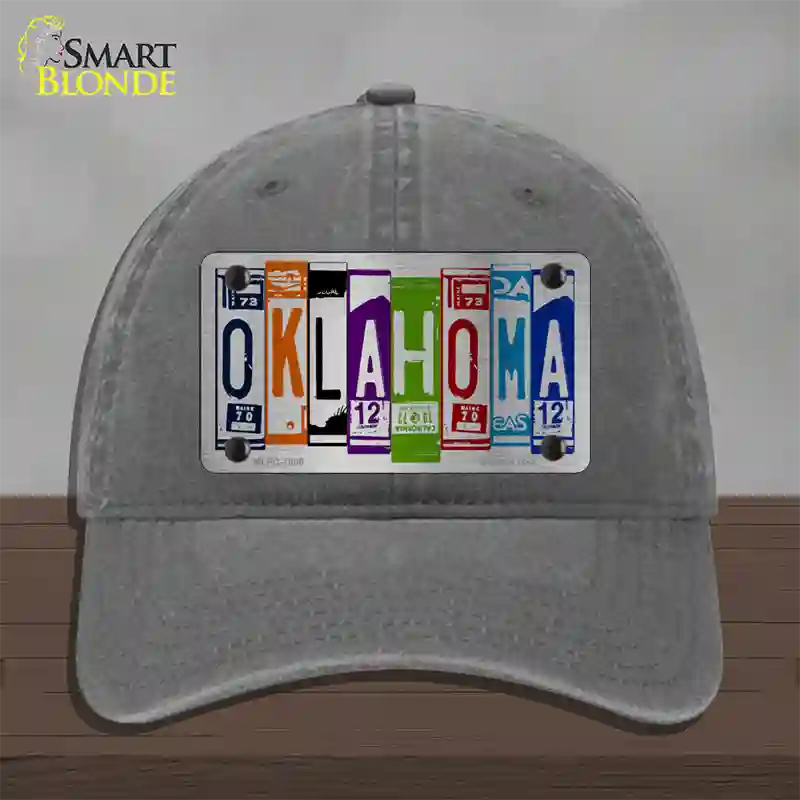 Oklahoma License Plate Art Novelty License Plate Hat Unconstructed Cotton / Charcoal