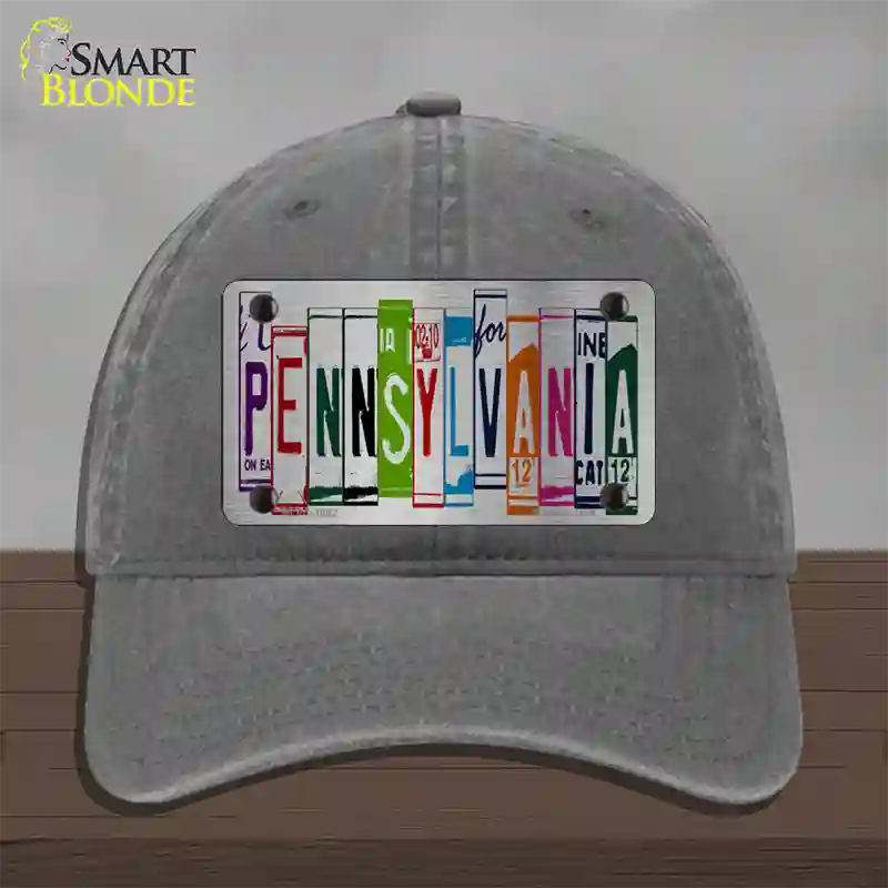 Pennsylvania License Plate Art Novelty License Plate Hat Unconstructed Cotton / Charcoal