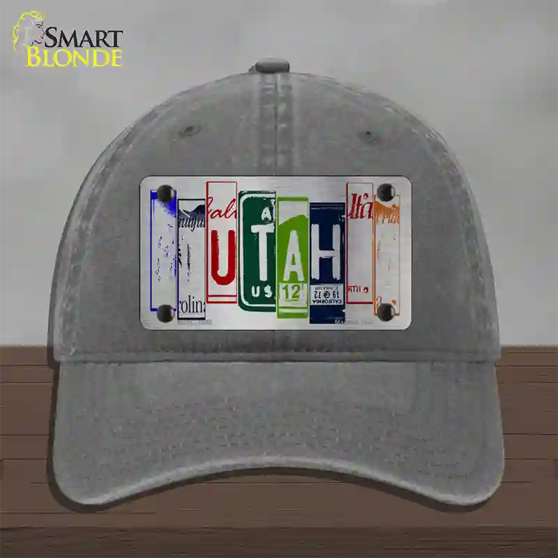 Utah License Plate Art Novelty License Plate Hat Unconstructed Cotton / Charcoal