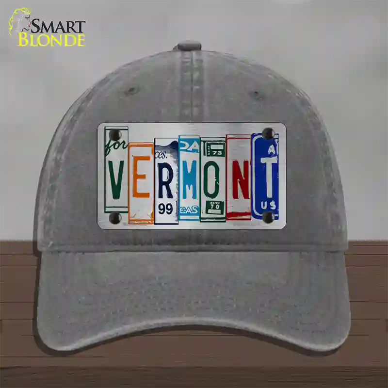 Vermont License Plate Art Novelty License Plate Hat Unconstructed Cotton / Charcoal