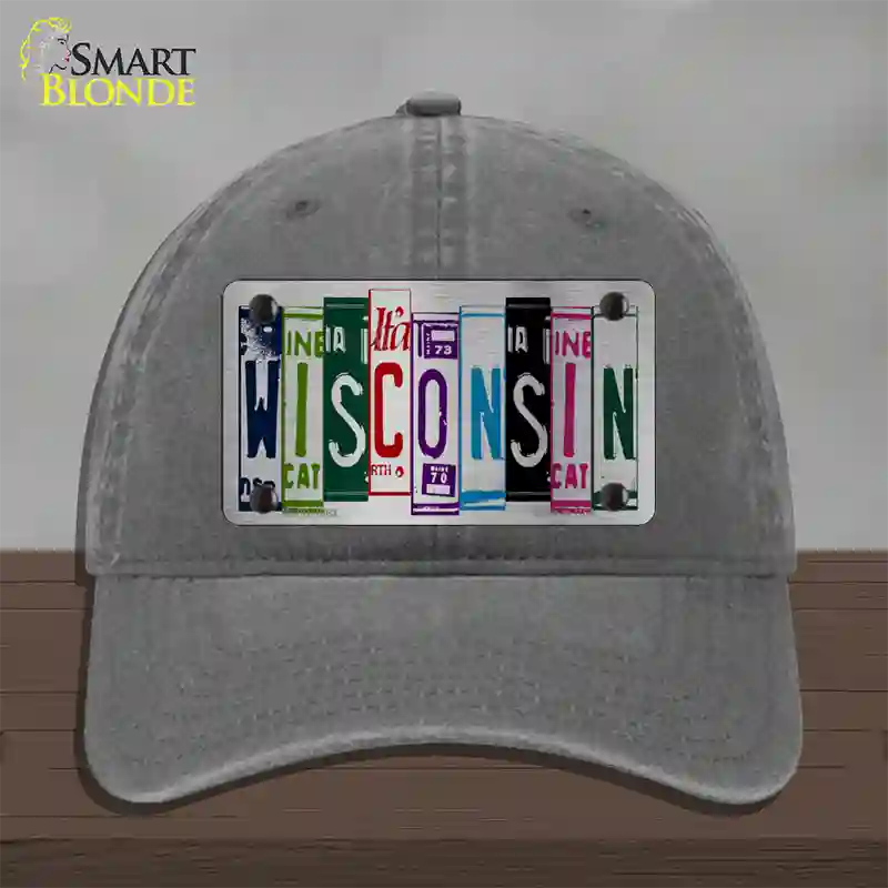 Wisconsin License Plate Art Novelty License Plate Hat Unconstructed Cotton / Charcoal