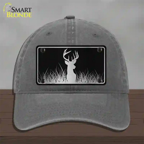 Deer Black Brushed Chrome Novelty License Plate Hat Unconstructed Cotton / Charcoal