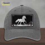 Horse Black Brushed Chrome Novelty License Plate Hat Unconstructed Cotton / Charcoal