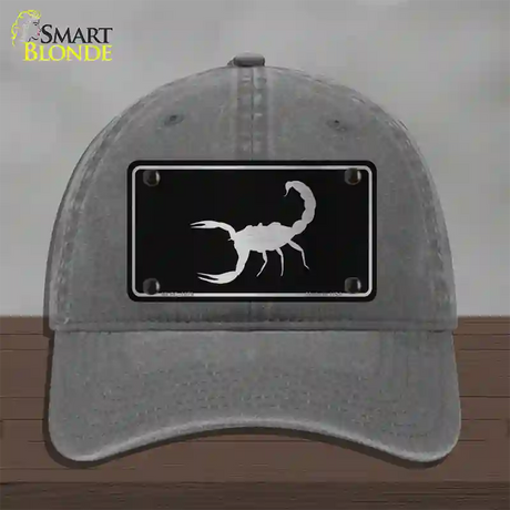 Scorpion Black Brushed Chrome Novelty License Plate Hat Unconstructed Cotton / Charcoal