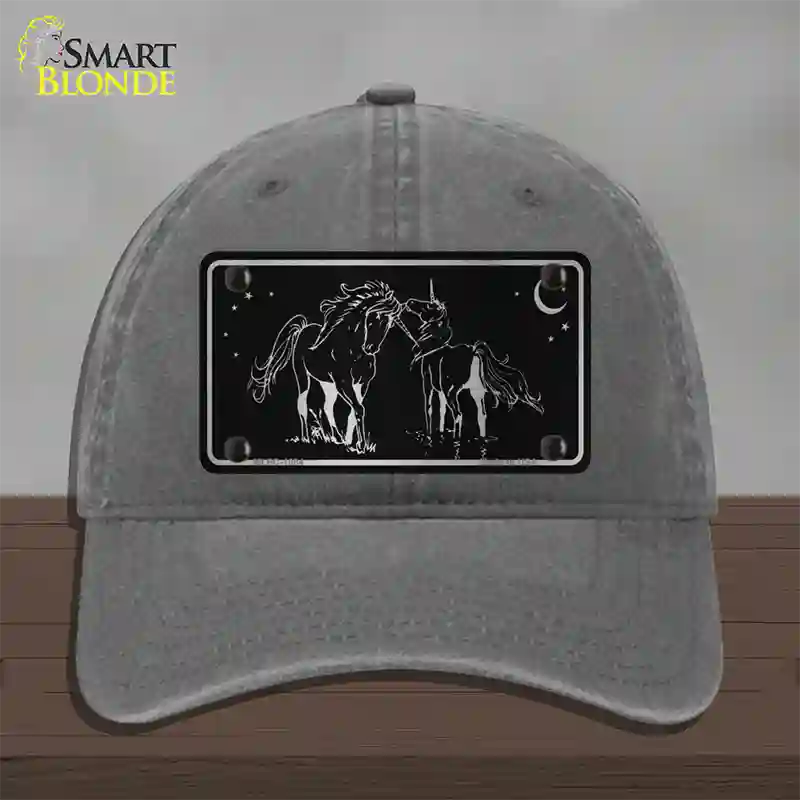 Unicorns Black Brushed Chrome Novelty License Plate Hat Unconstructed Cotton / Charcoal