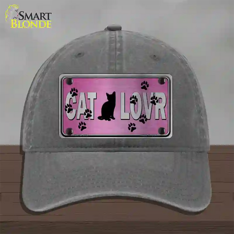 Cat Lover Pink Brushed Chrome Novelty License Plate Hat Tag Unconstructed Cotton / Charcoal