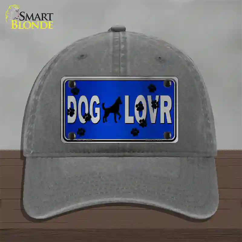 Dog Lover Blue Brushed Chrome Novelty License Plate Hat Tag Unconstructed Cotton / Charcoal