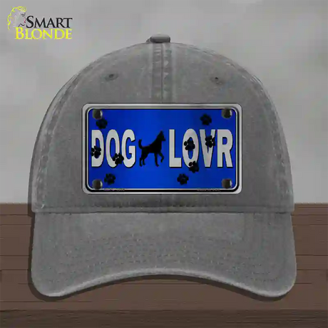 Dog Lover Blue Brushed Chrome Novelty License Plate Hat Tag Unconstructed Cotton / Charcoal